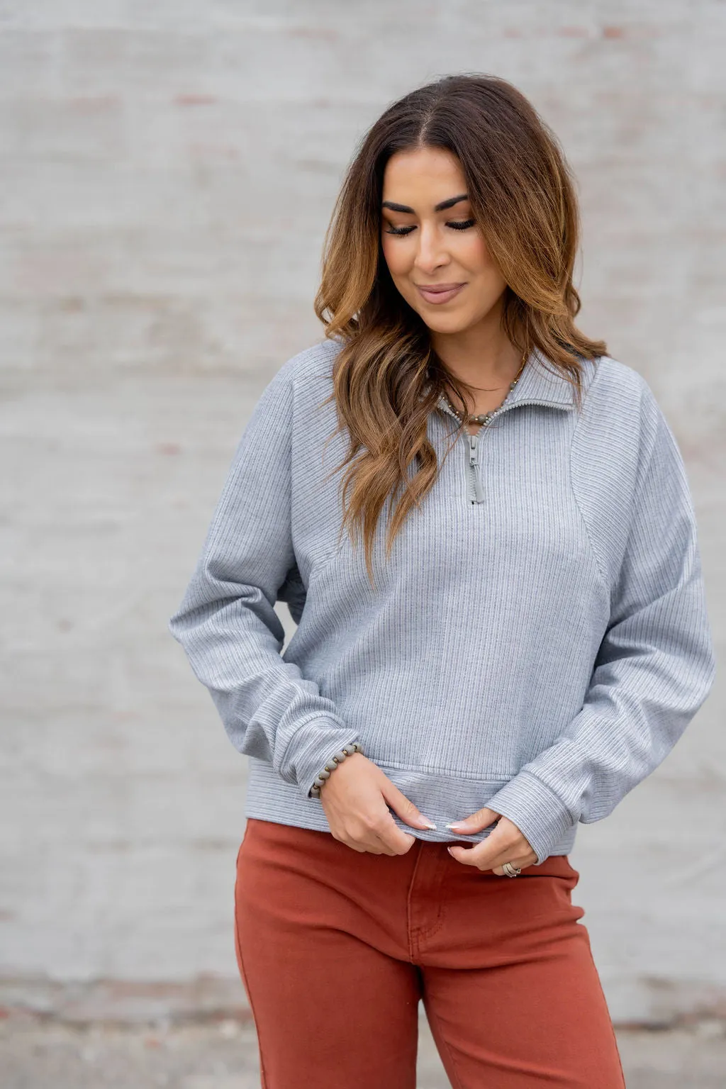 Mixed Textured Stripes Pullover