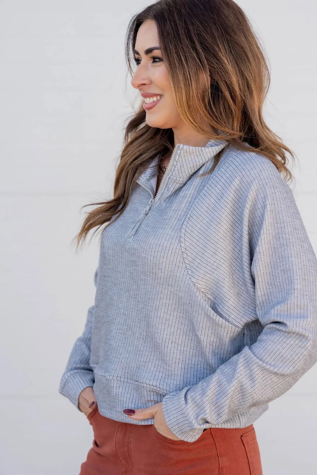 Mixed Textured Stripes Pullover
