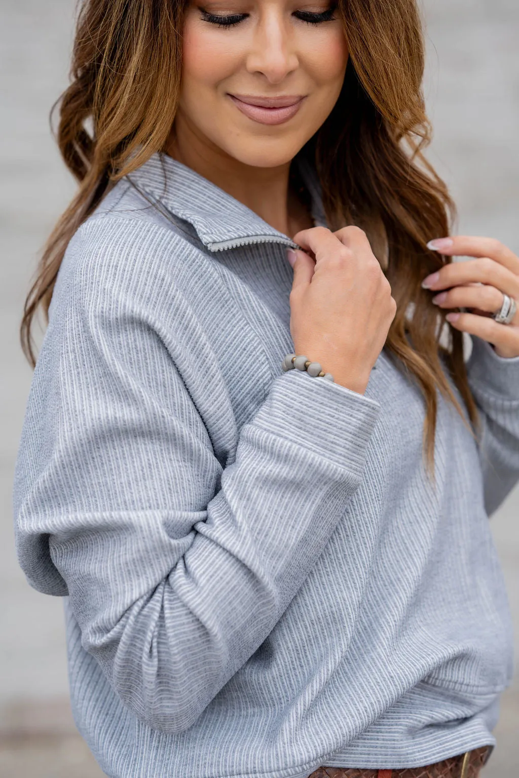 Mixed Textured Stripes Pullover