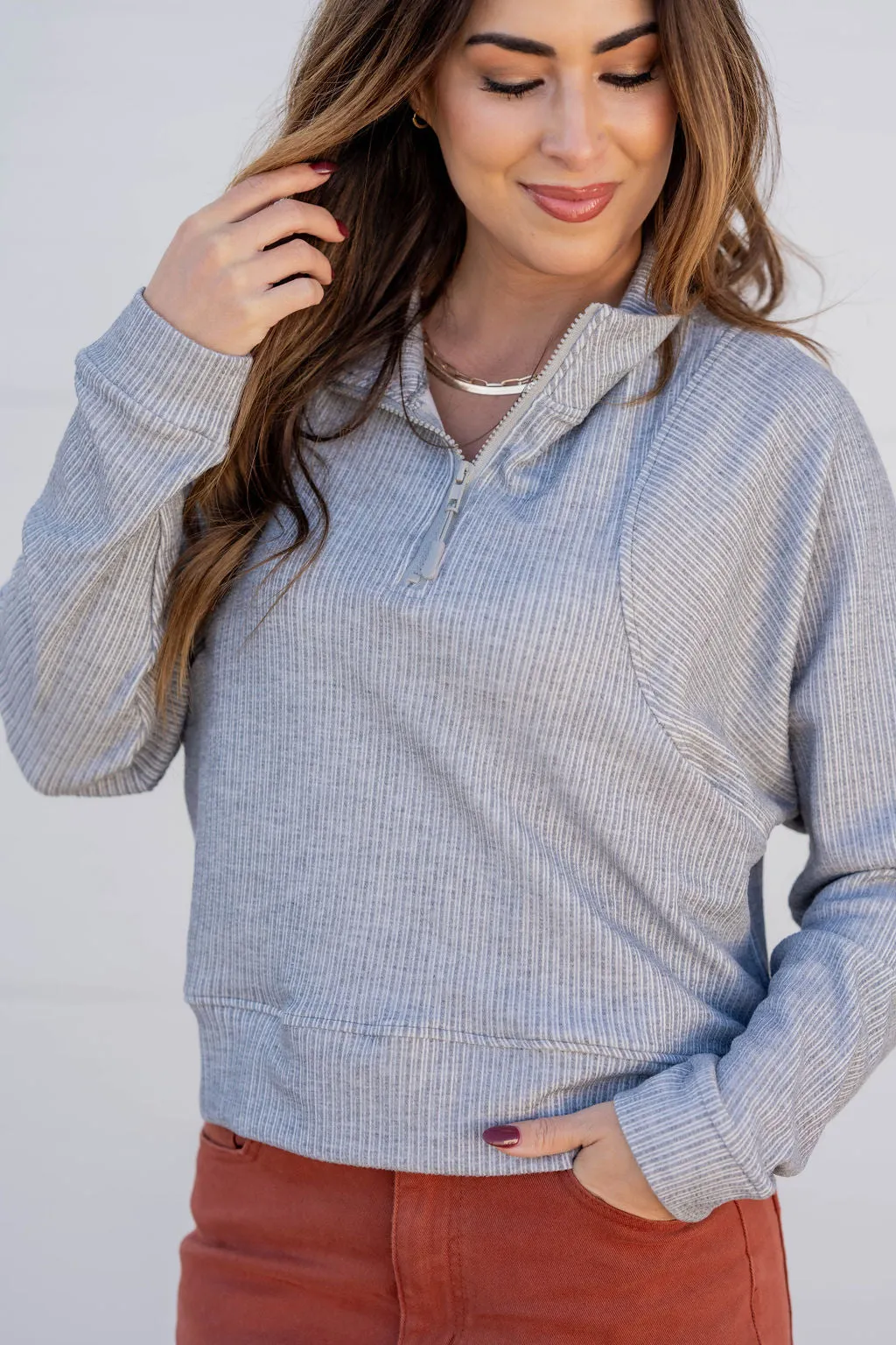 Mixed Textured Stripes Pullover