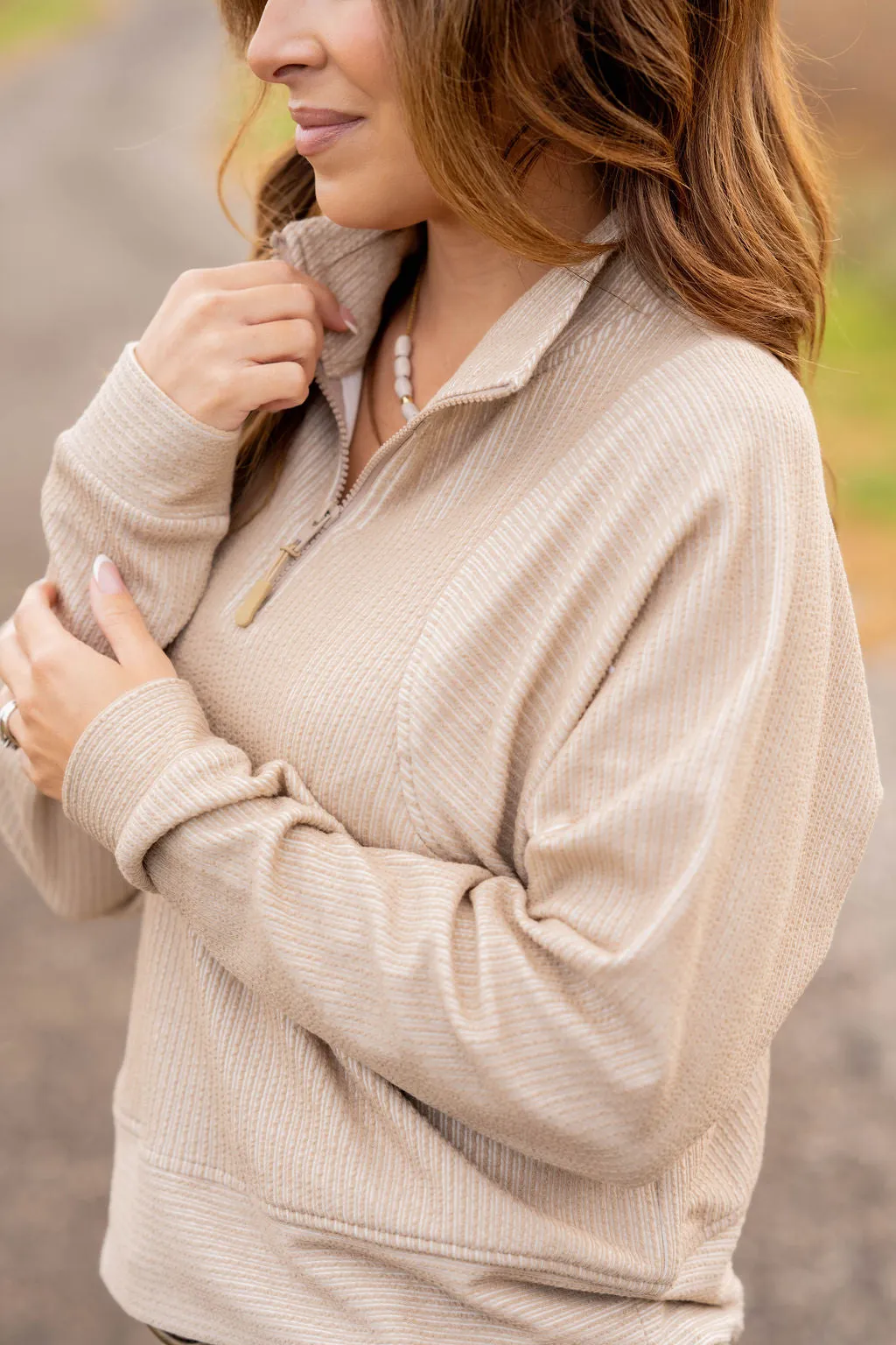 Mixed Textured Stripes Pullover