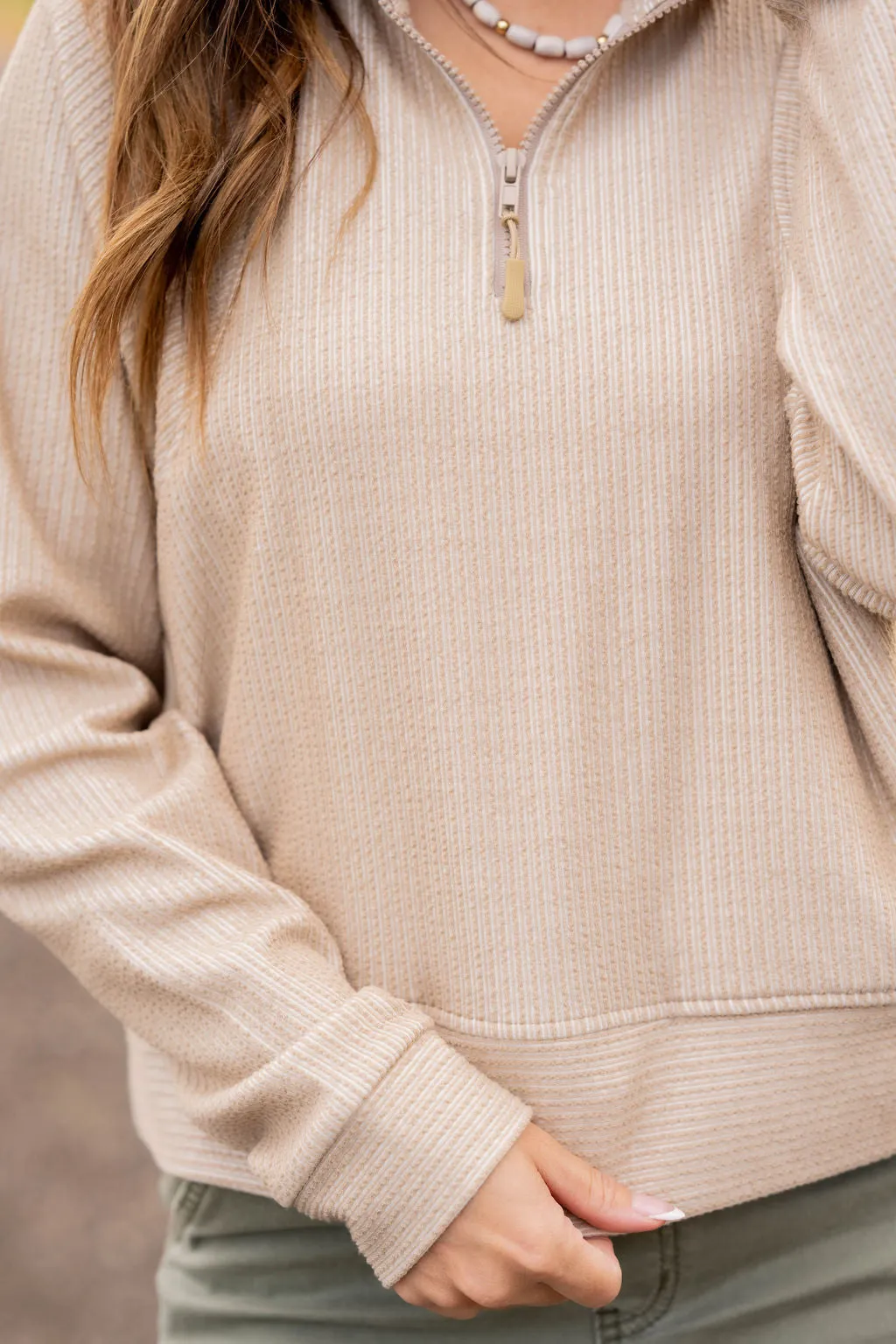 Mixed Textured Stripes Pullover