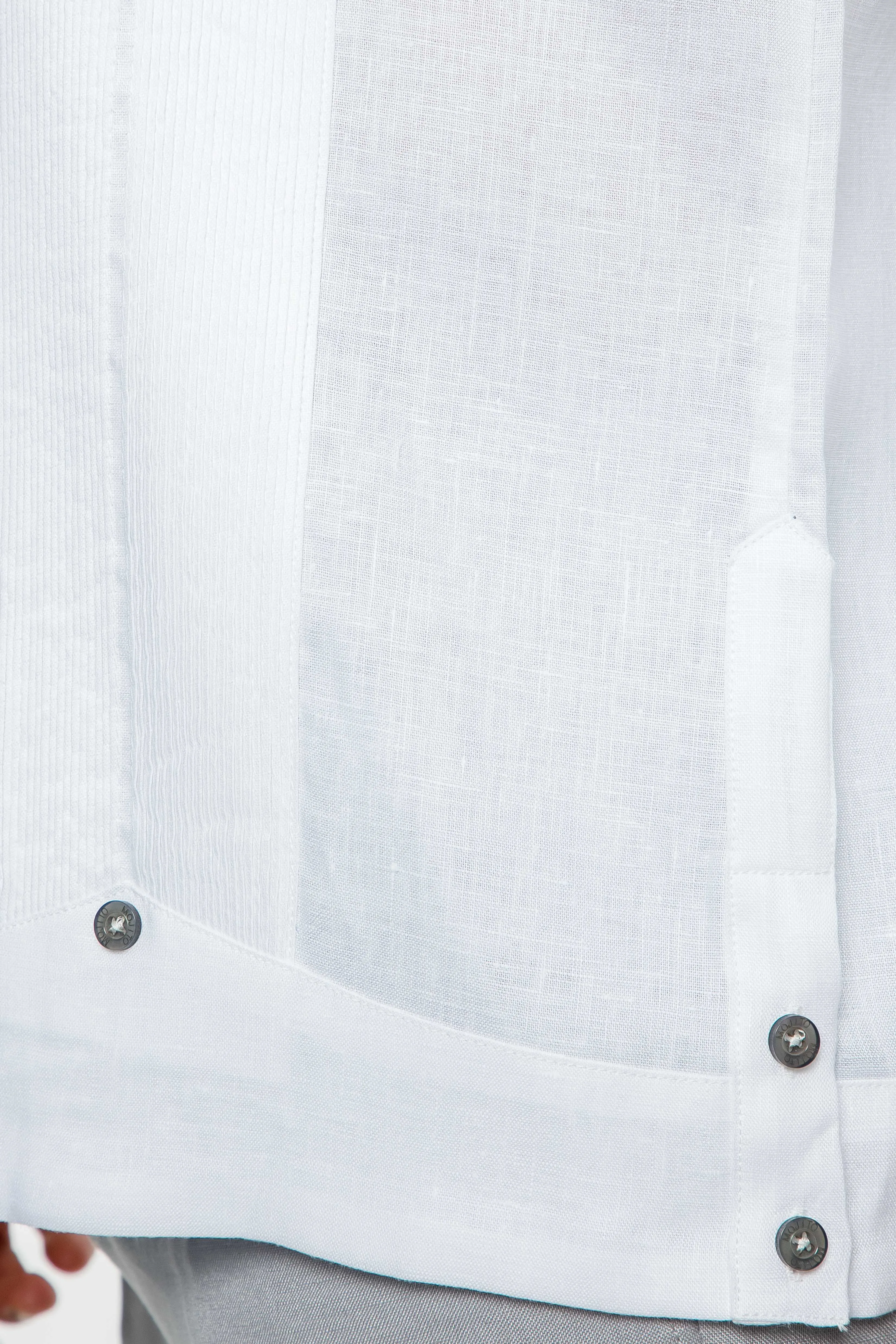Mojito Men's 100% Linen Guayabera Shirt Long Sleeve Print Trim Accent