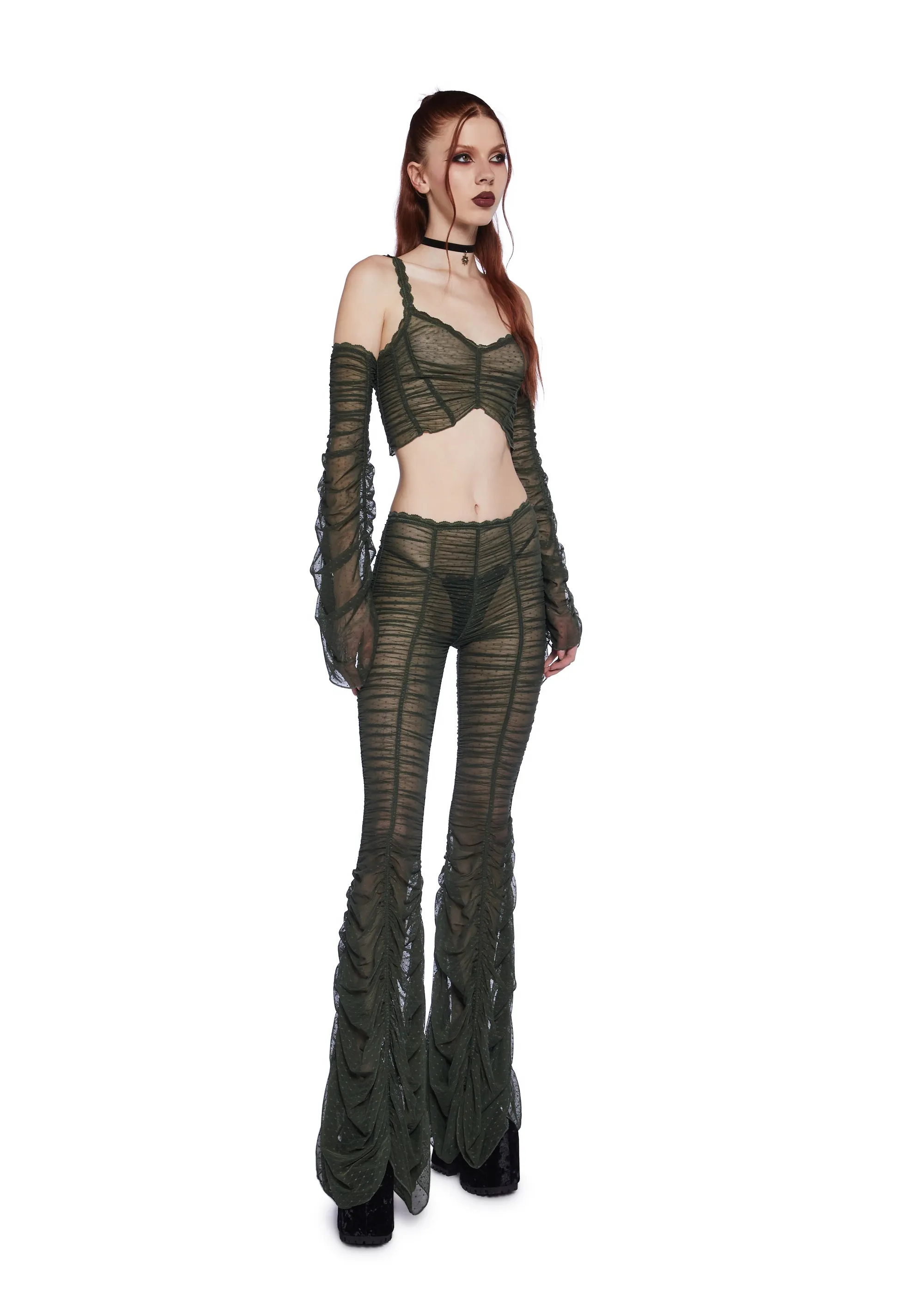 Moonchild Elegance Flared Pants - Olive