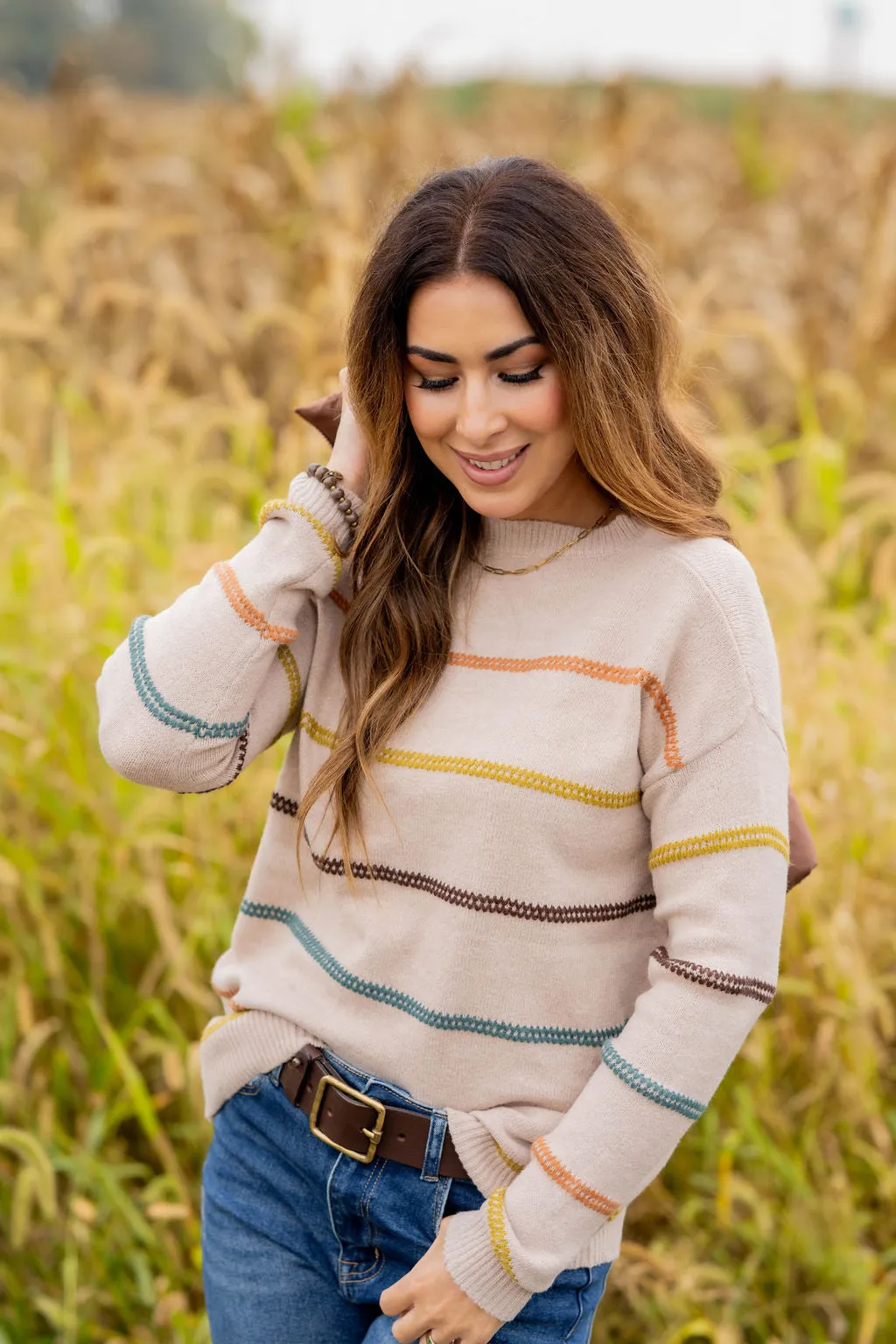 Multicolored Zig Zag Stripes Sweater