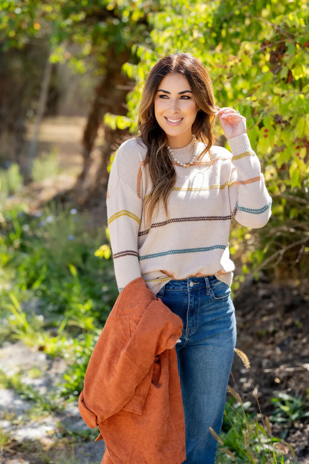 Multicolored Zig Zag Stripes Sweater