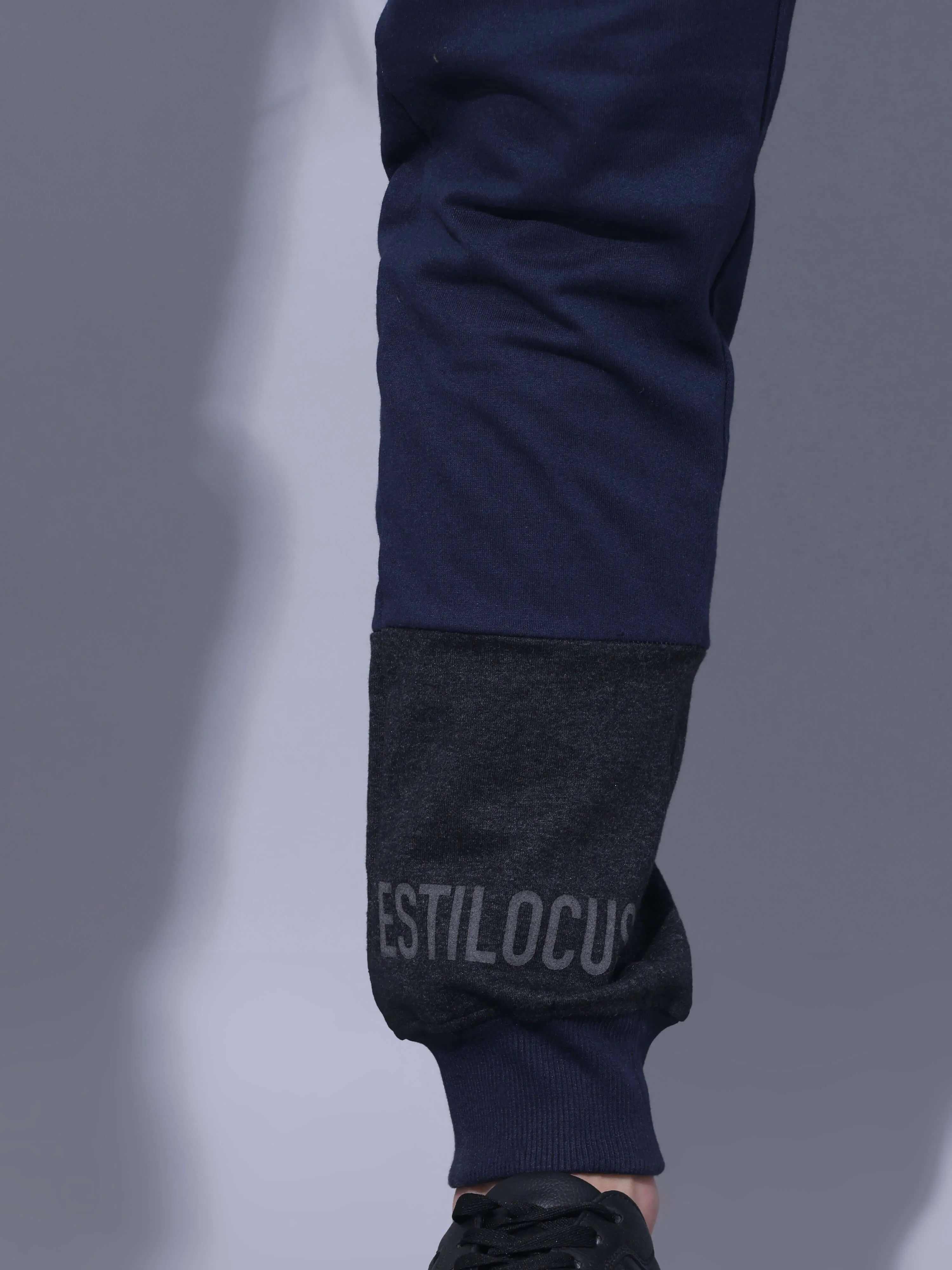 Navy Joggers With Adjustable Draw String