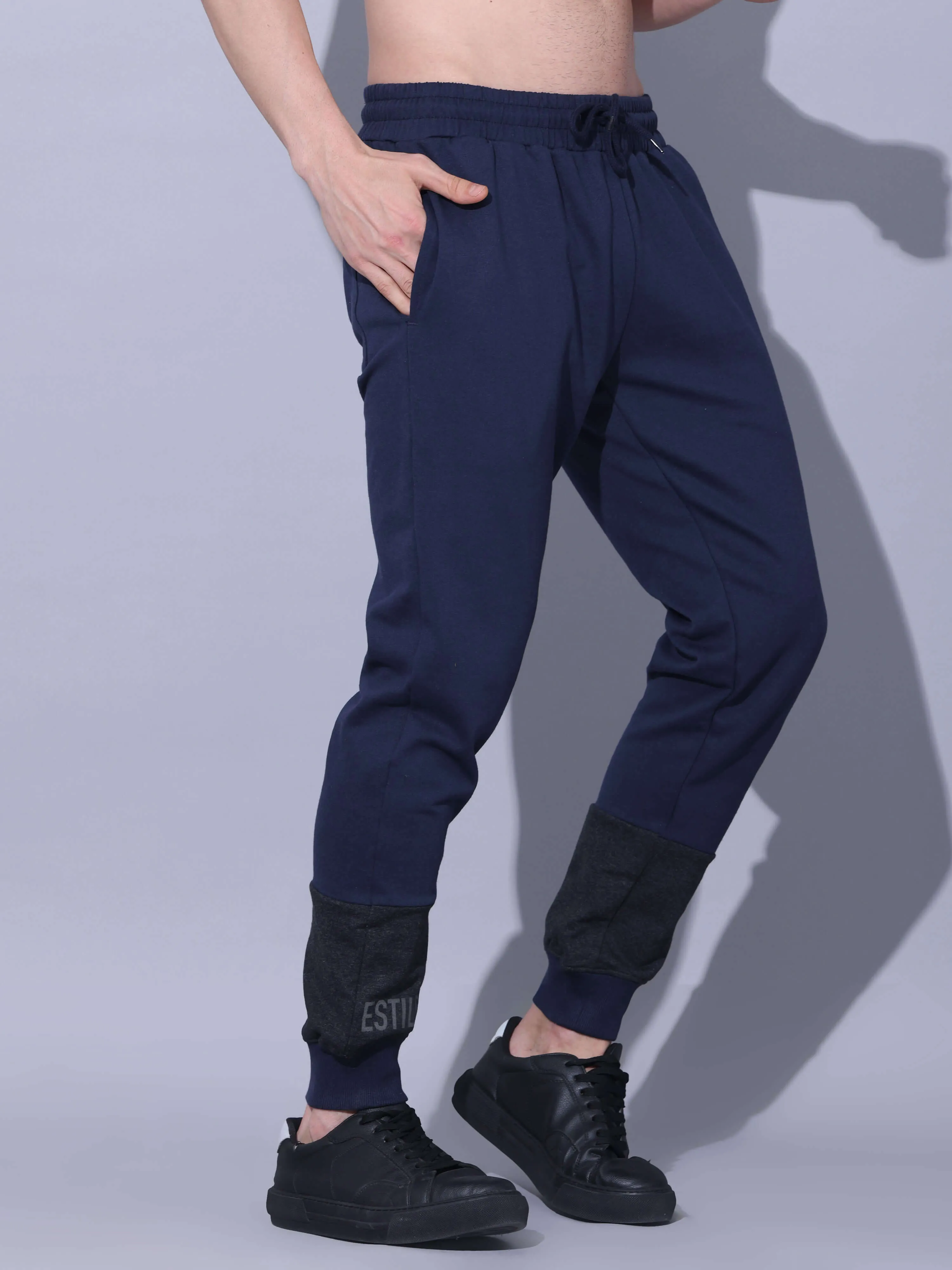 Navy Joggers With Adjustable Draw String