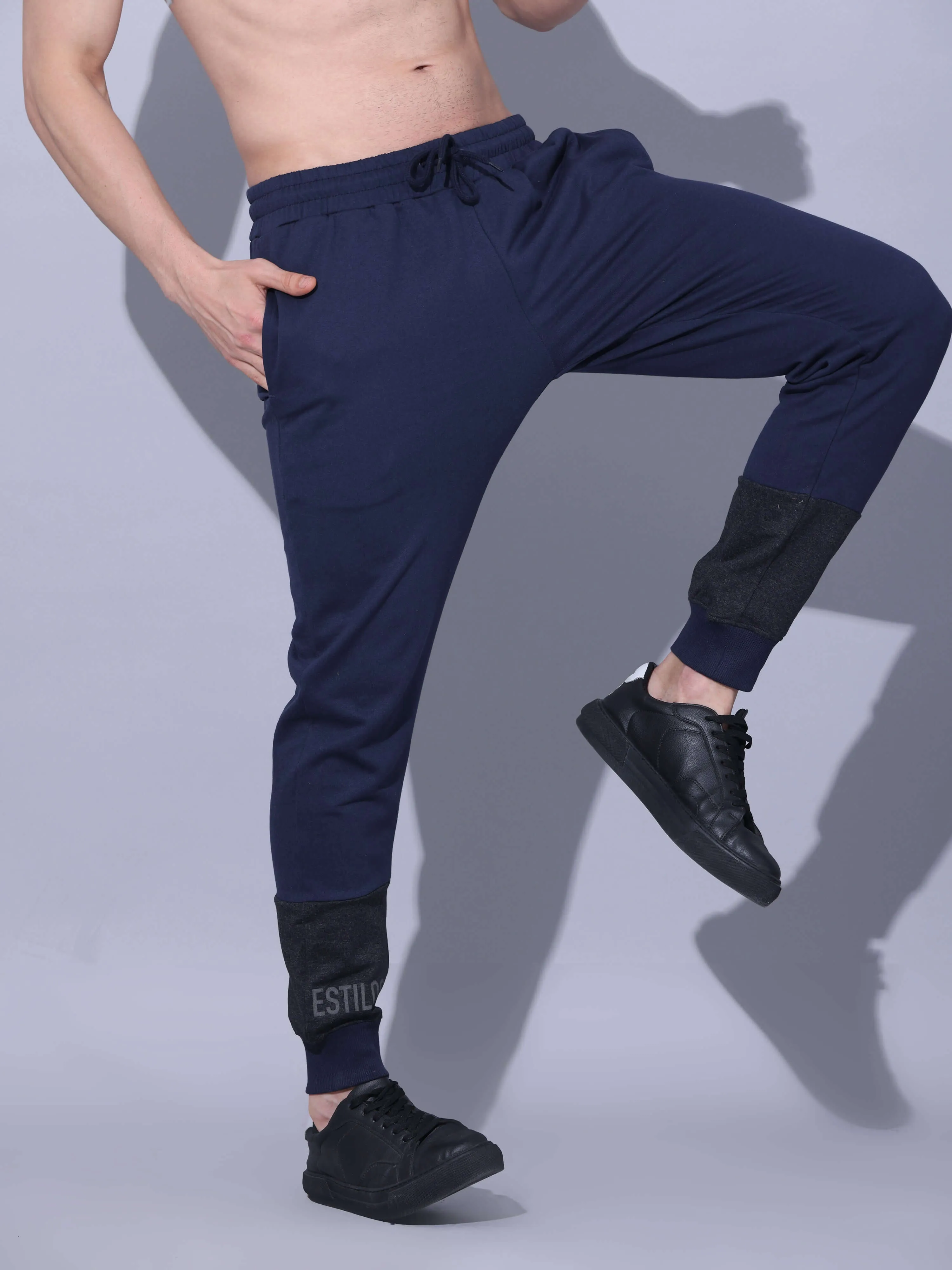 Navy Joggers With Adjustable Draw String