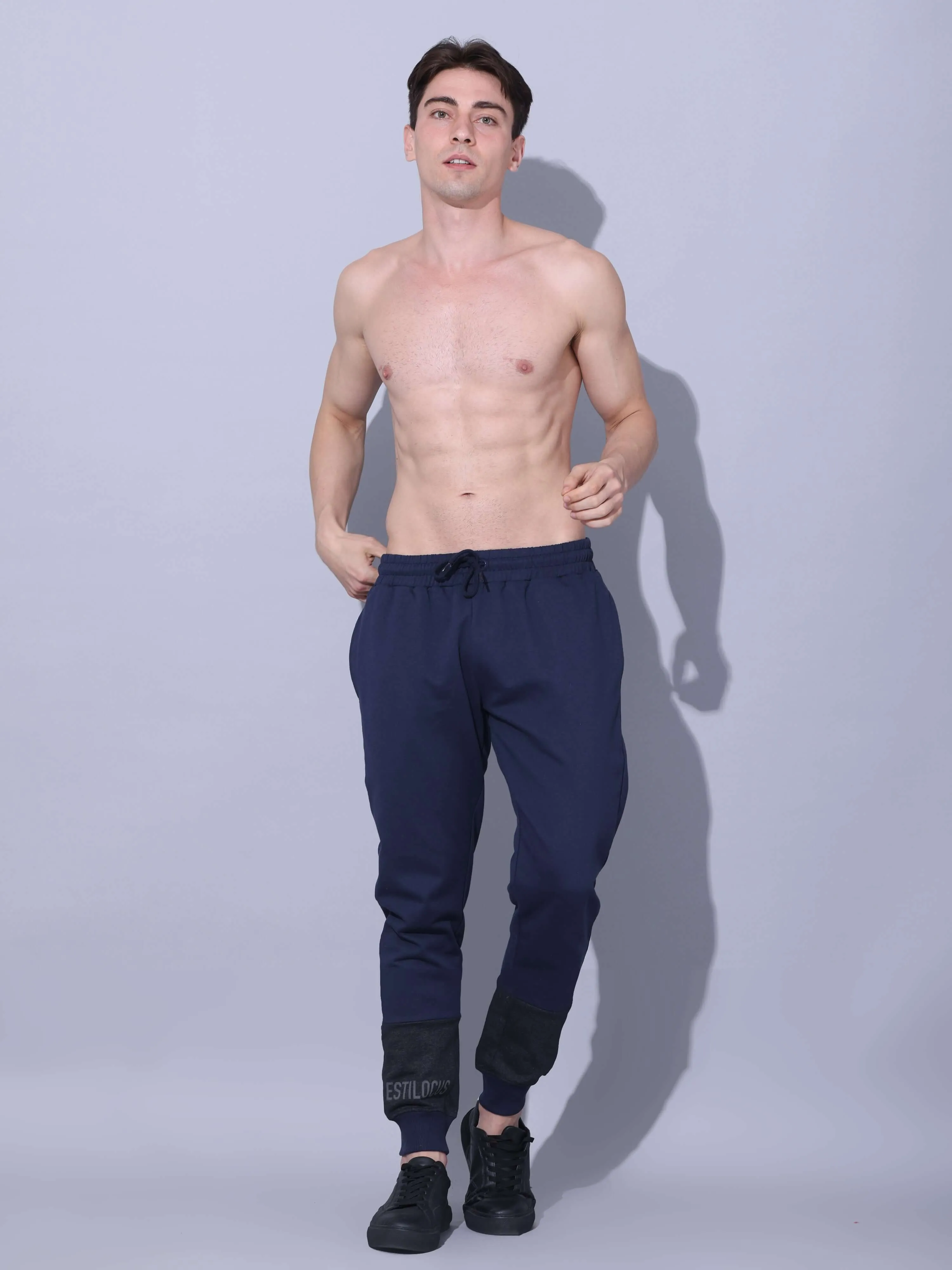 Navy Joggers With Adjustable Draw String