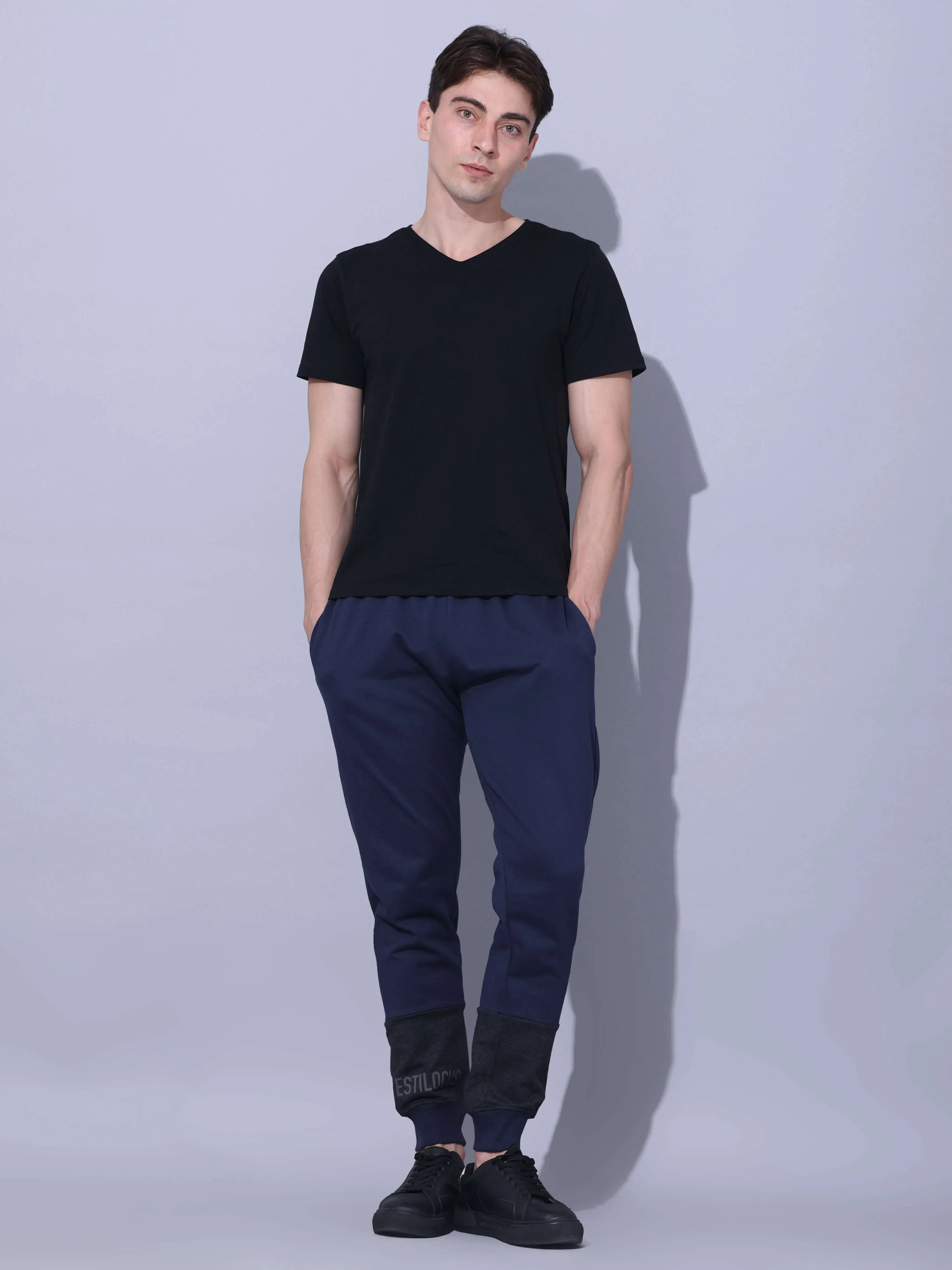 Navy Joggers With Adjustable Draw String