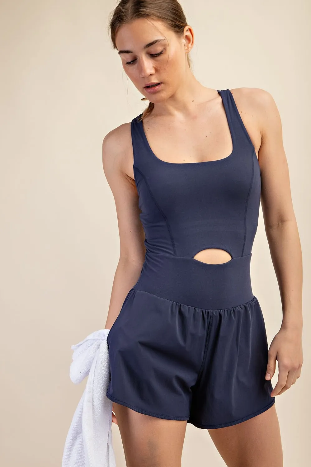 Navy Recycled Butter Nylon Runsie