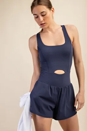 Navy Recycled Butter Nylon Runsie
