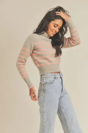 OKAY WITH ME STRIPED TURTLENECK SWEATER