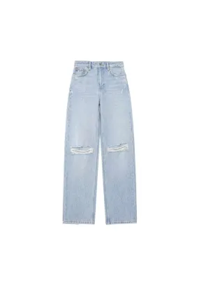 'Oksana' Ripped High Waist Wide Leg Jeans