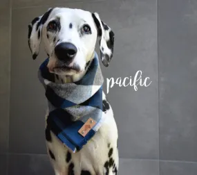 PACIFIC Fringed Flannel Dog Bandana - Snap/Tie On Cotton Scarf