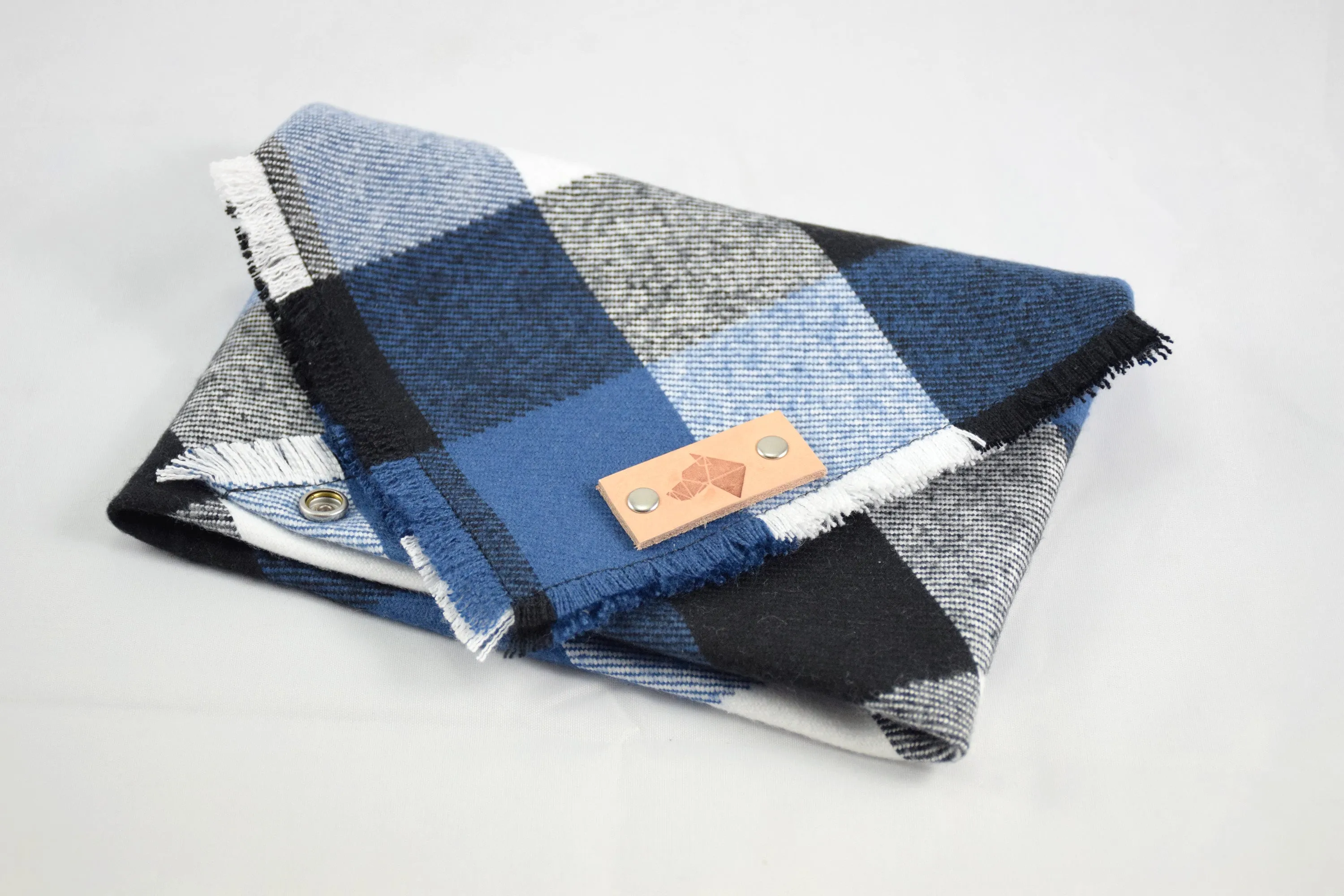 PACIFIC Fringed Flannel Dog Bandana - Snap/Tie On Cotton Scarf