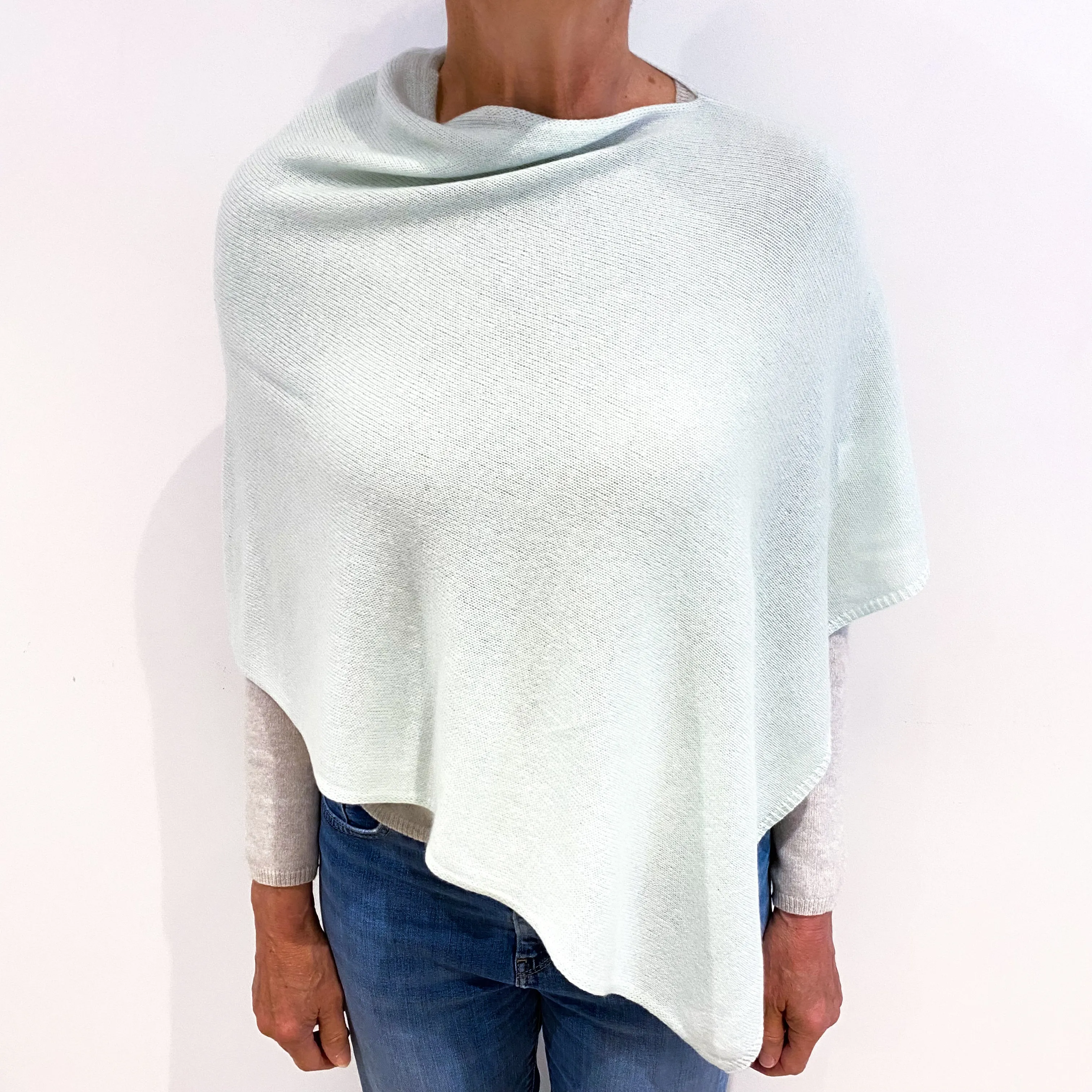 Pale Mint Cashmere Lightweight Poncho One Size