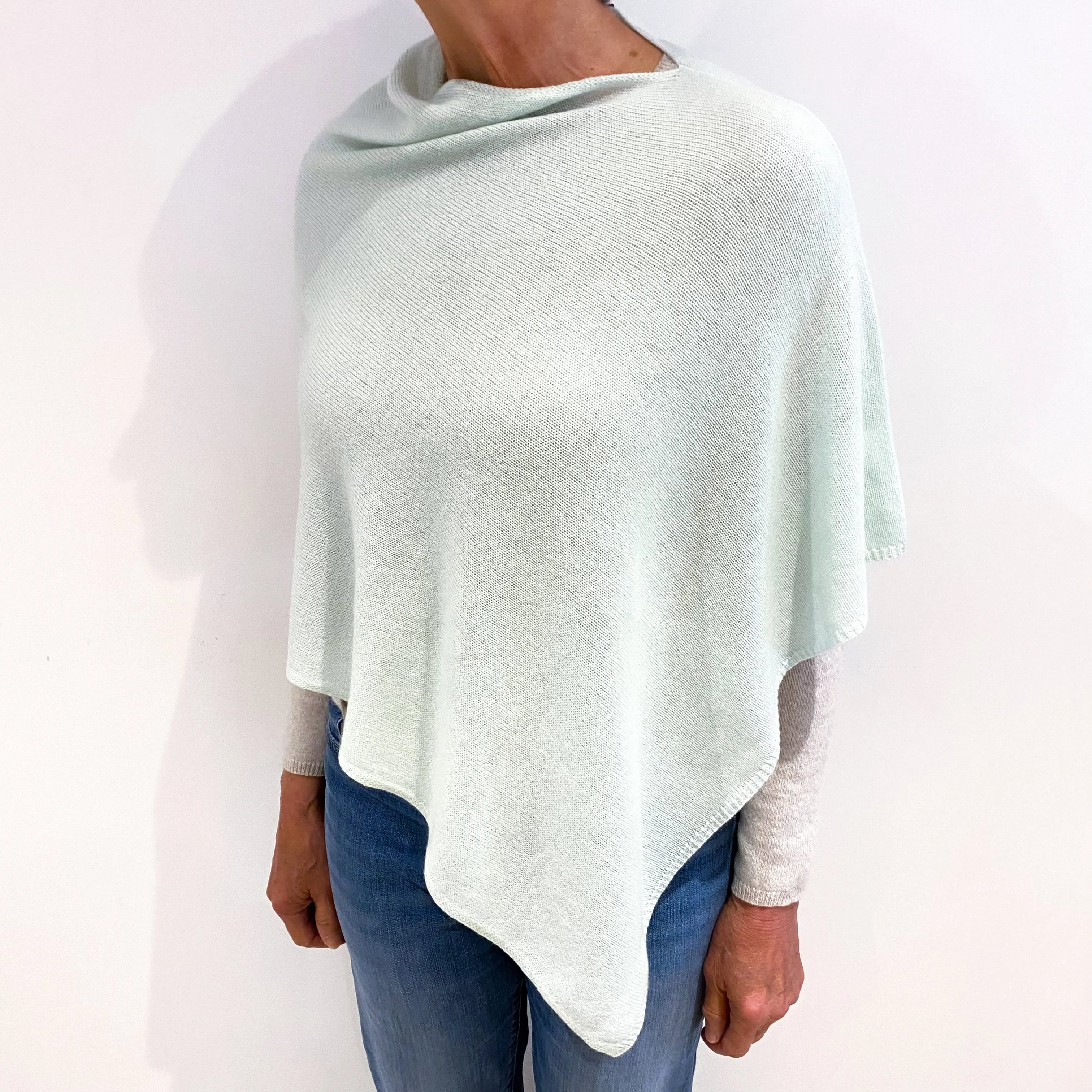 Pale Mint Cashmere Lightweight Poncho One Size