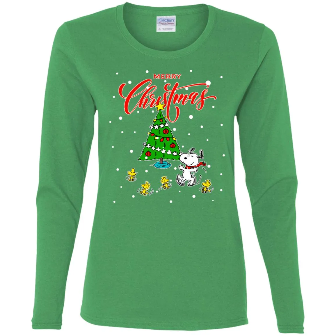 Peanuts-snoopy Christmas Tree Women Long Sleeve Shirt