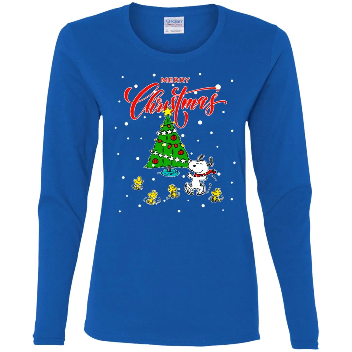Peanuts-snoopy Christmas Tree Women Long Sleeve Shirt