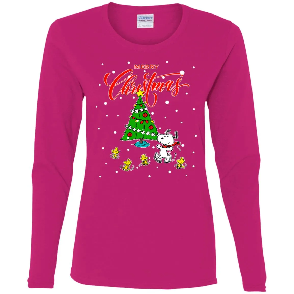 Peanuts-snoopy Christmas Tree Women Long Sleeve Shirt