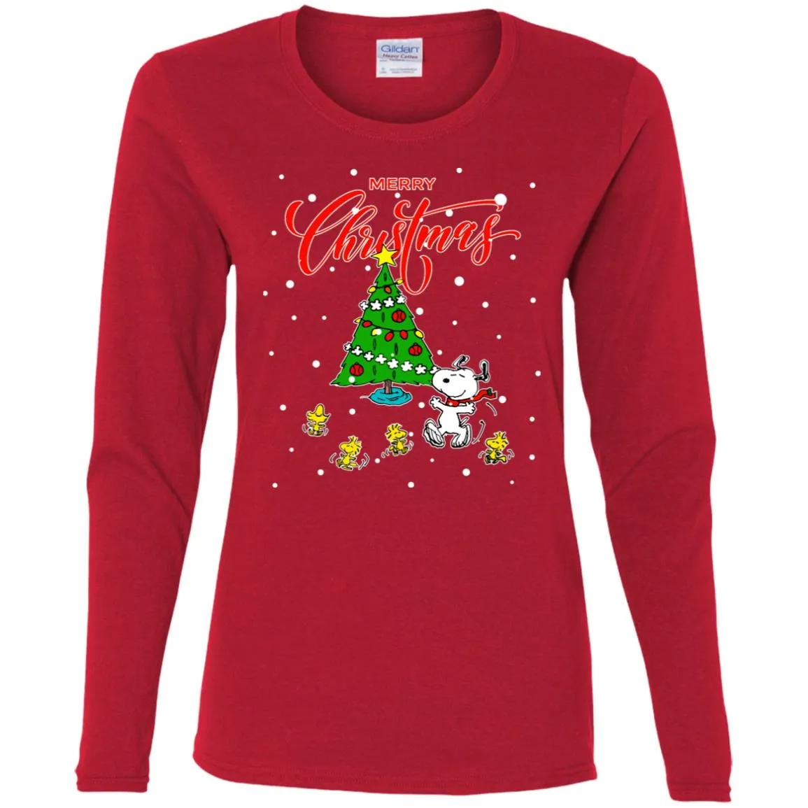 Peanuts-snoopy Christmas Tree Women Long Sleeve Shirt
