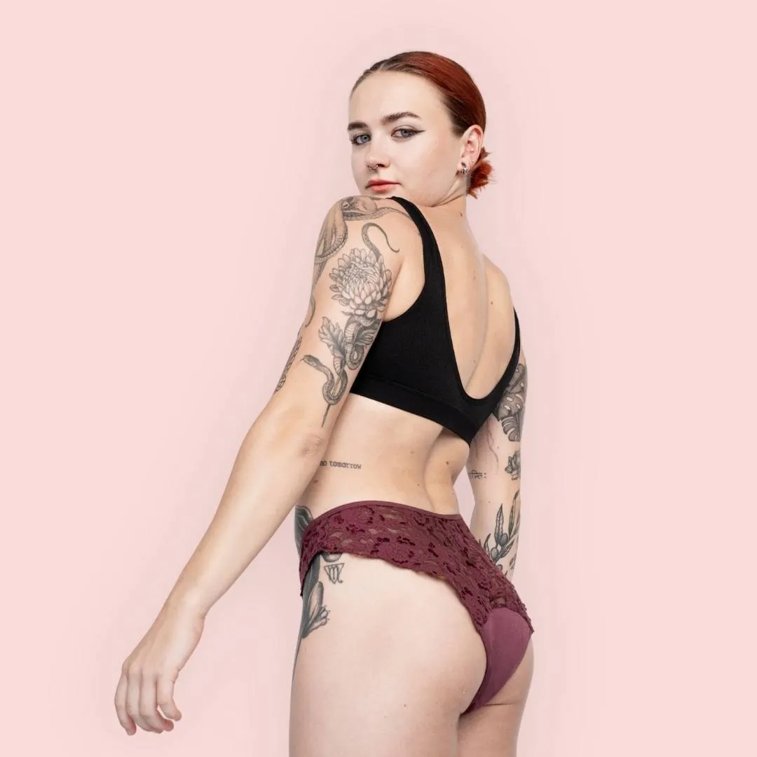 Period Panty – Roter Slip mit Spitze (strong flow)