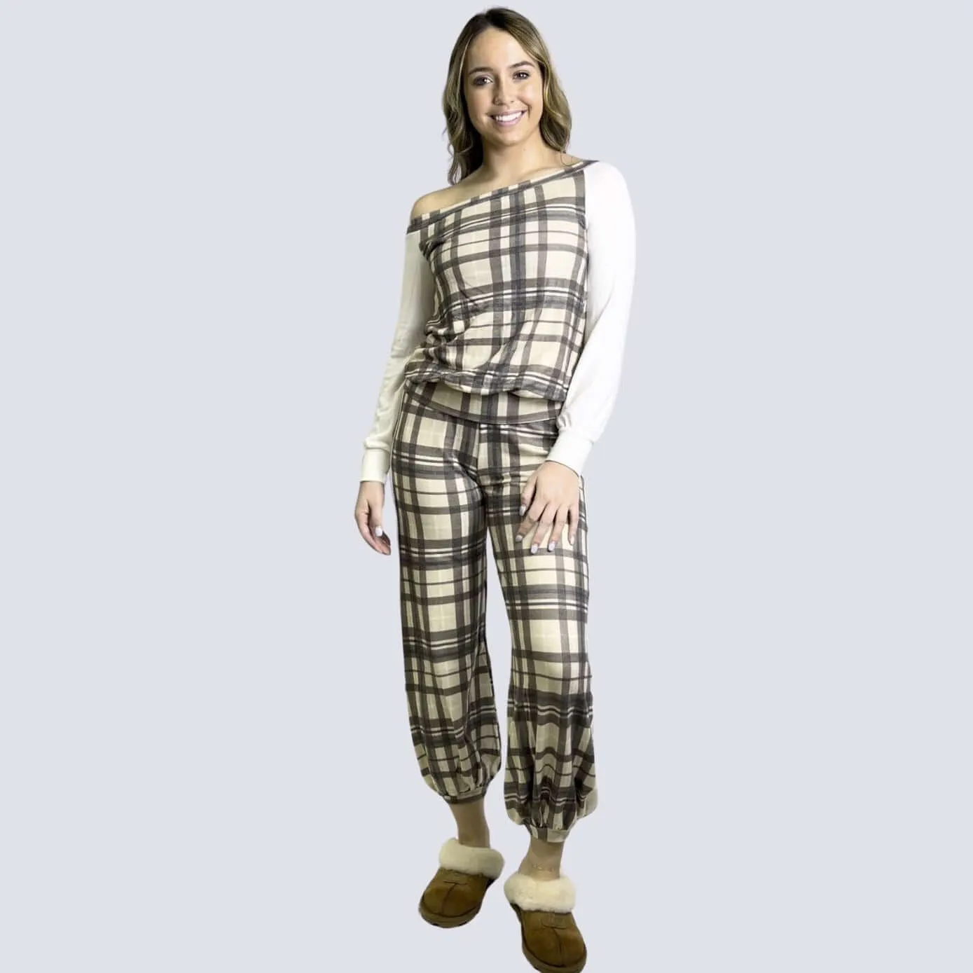 Playful in Plaid Pajama Set Made in USA