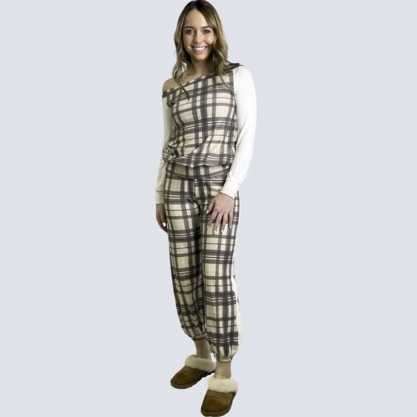 Playful in Plaid Pajama Set Made in USA
