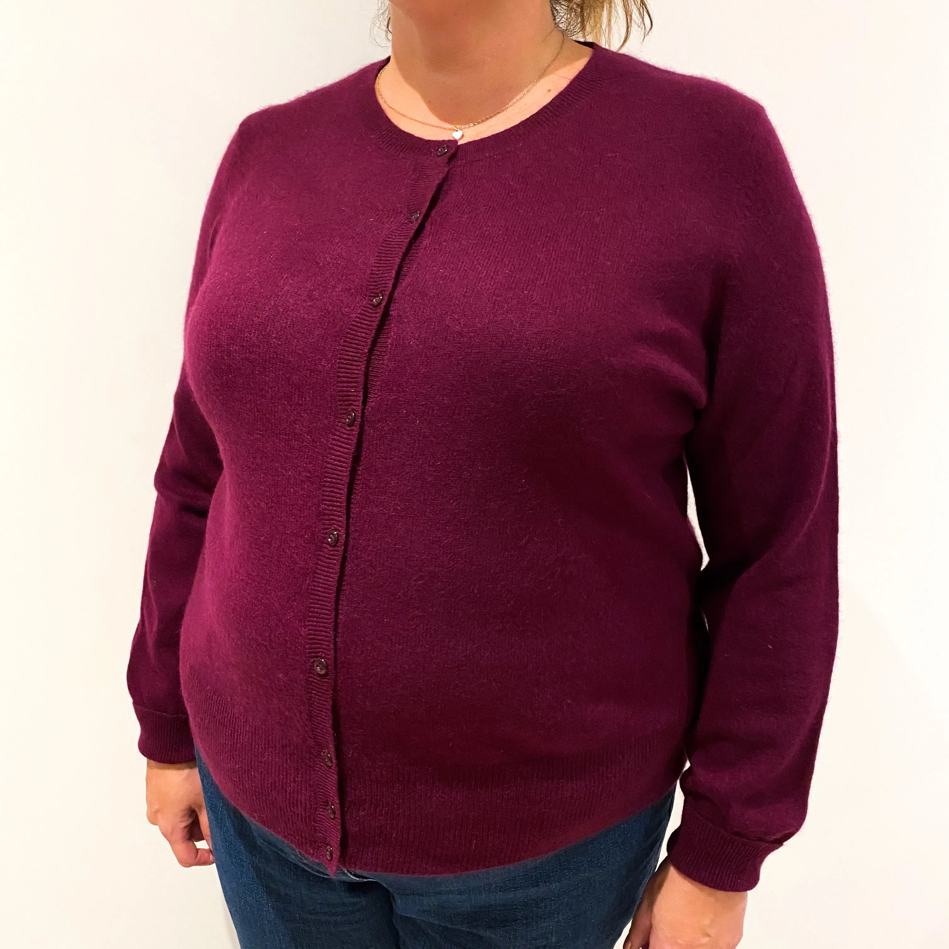 Plum Purple Cashmere Cardigan Extra Extra Large