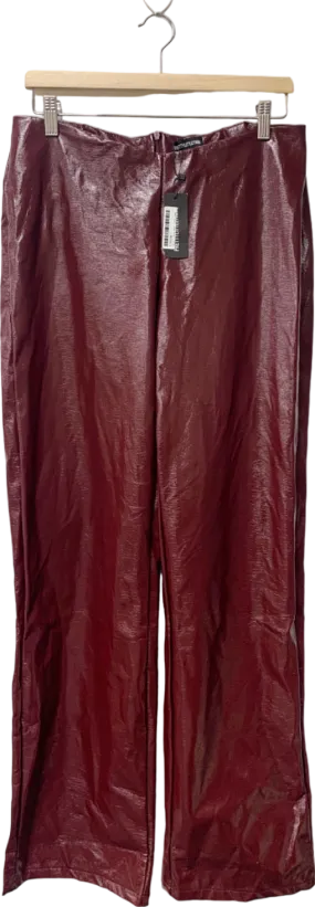PrettyLittleThing Burgundy Faux Leather Trousers UK 10