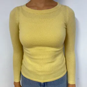 Primrose Yellow Cashmere Crew Neck Jumper Small