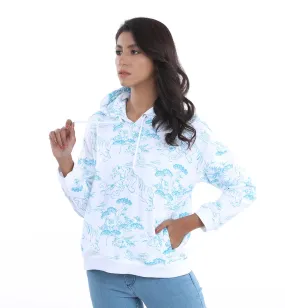 Printed Hoodie White/Blue