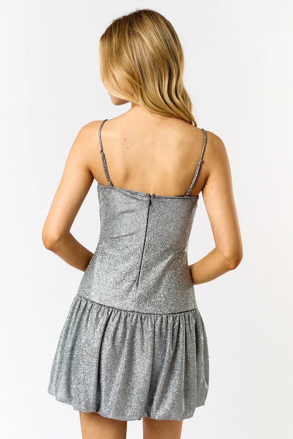 "Sparkly Nights" Glitter Bubble Hem Mini Dress