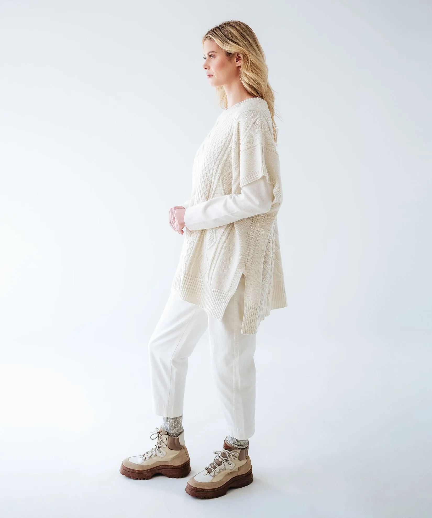 Recycled Aran Cable Poncho