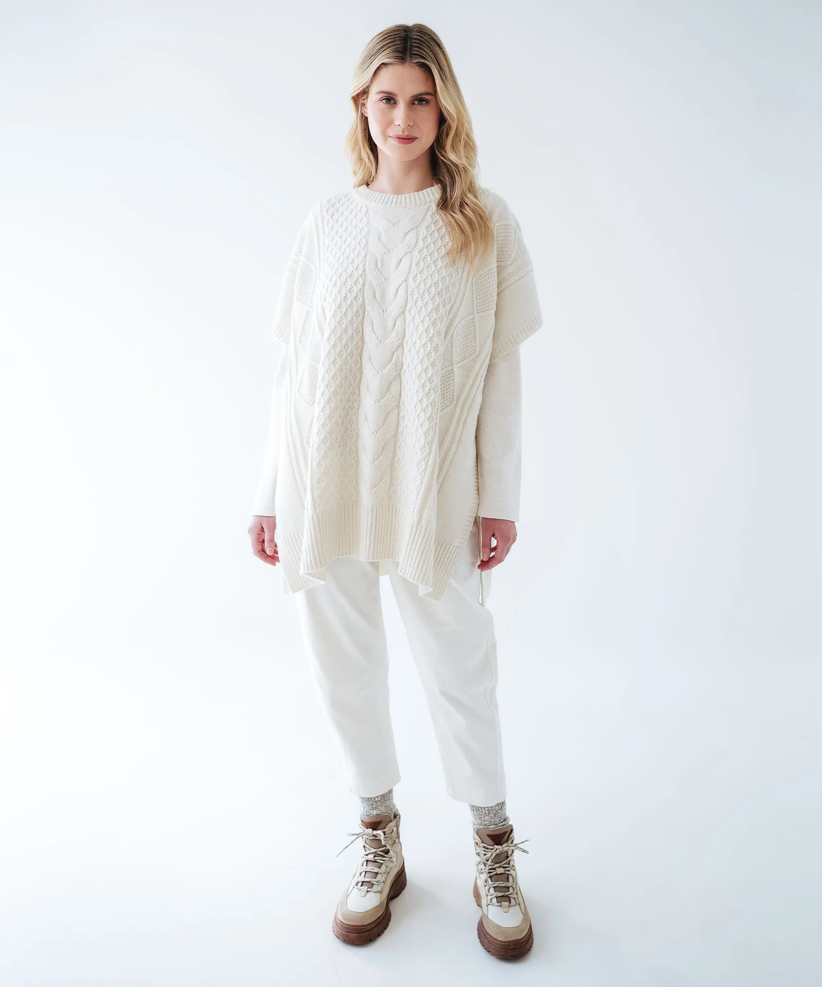 Recycled Aran Cable Poncho