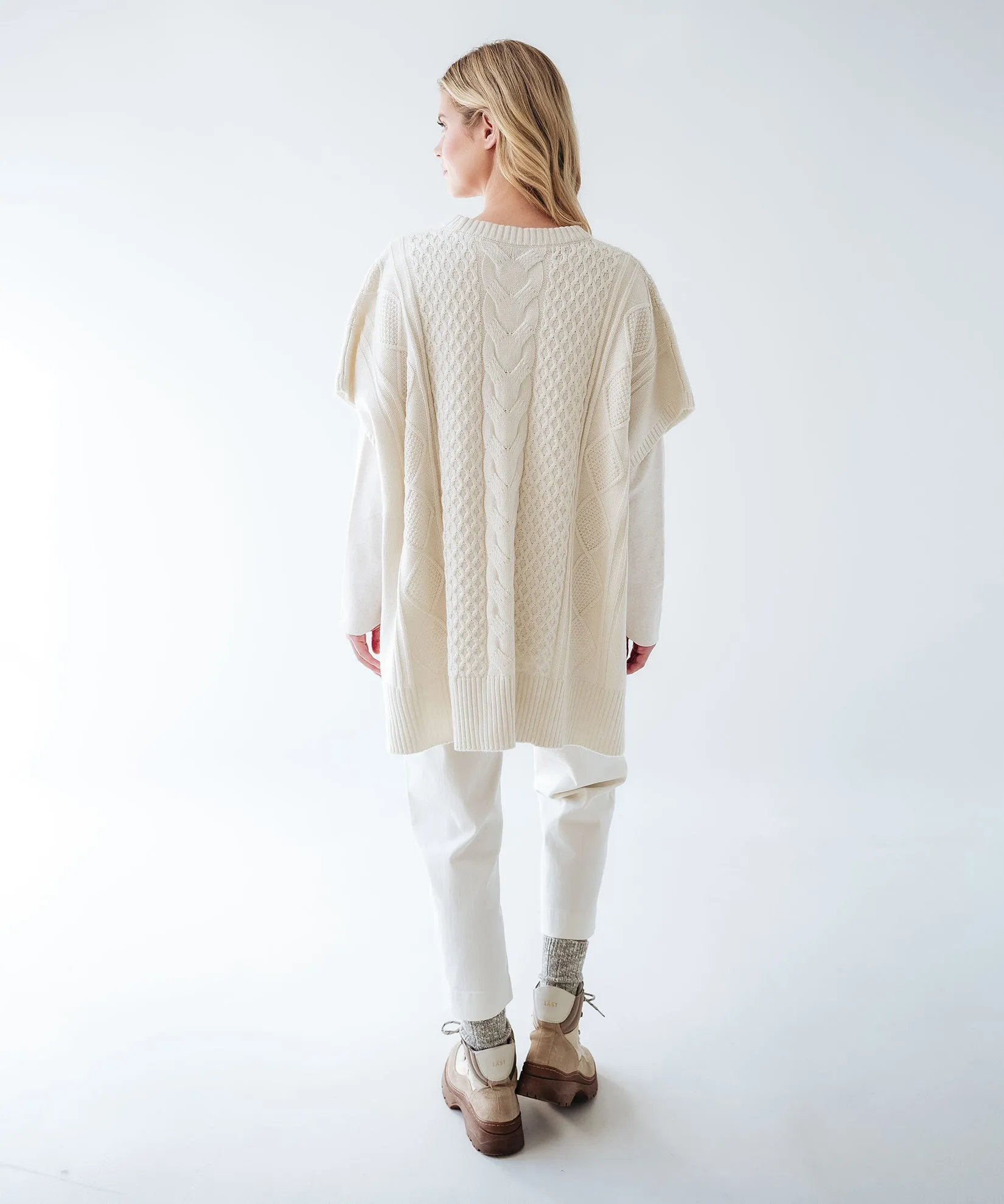 Recycled Aran Cable Poncho