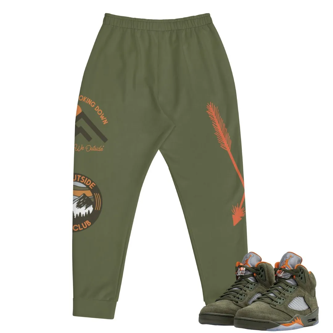 Retro 5 Olive/ Solar Orange "We Outside" Joggers