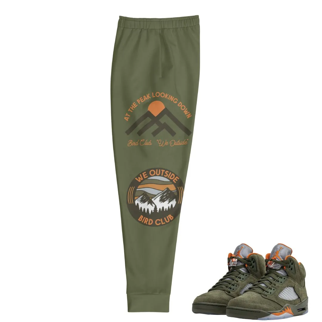 Retro 5 Olive/ Solar Orange "We Outside" Joggers