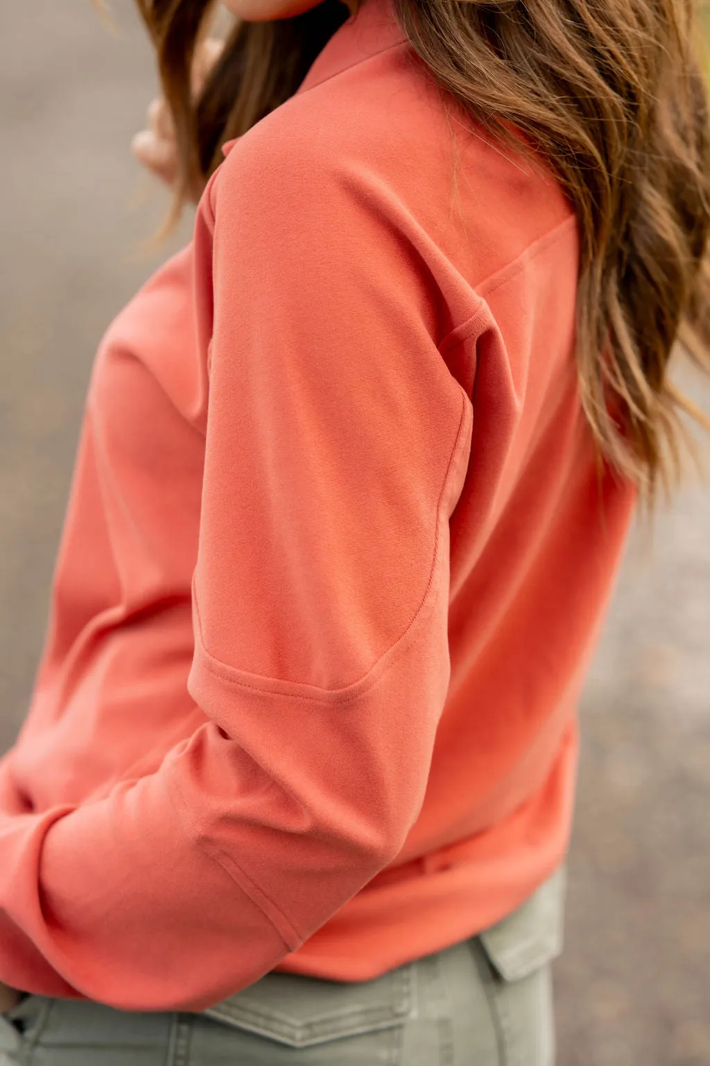 Rib Accented Button Pullover