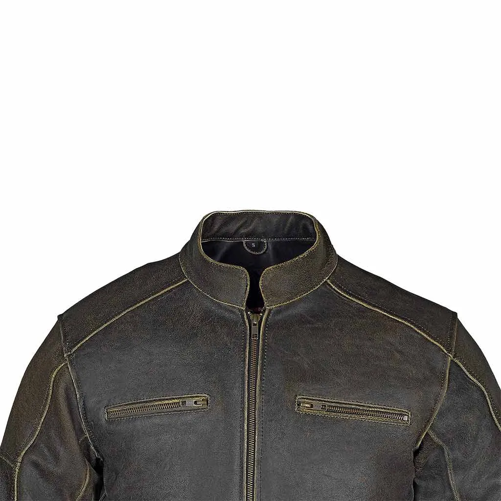 RIDERACT® Leather Motorcycle Jacket Vintage Distress