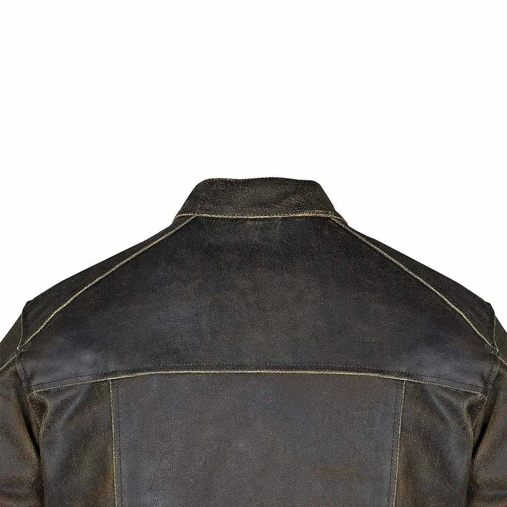 RIDERACT® Leather Motorcycle Jacket Vintage Distress