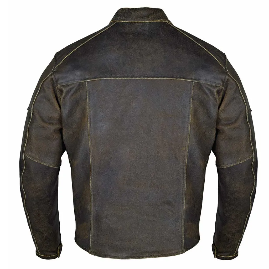 RIDERACT® Leather Motorcycle Jacket Vintage Distress