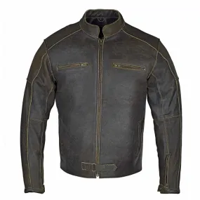 RIDERACT® Leather Motorcycle Jacket Vintage Distress