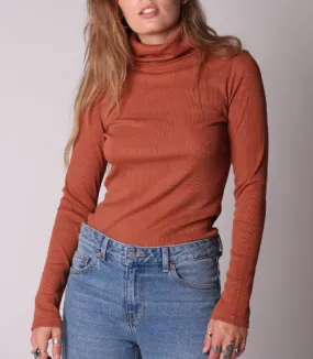 Ruby Roll Neck Top - Rust
