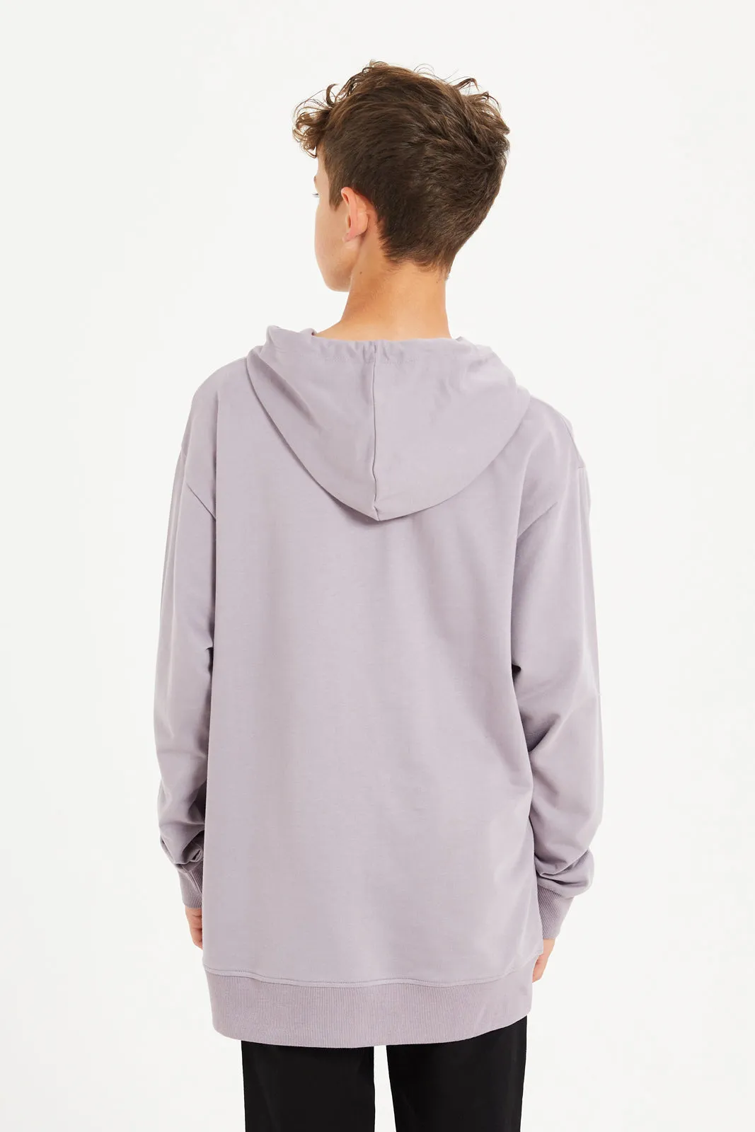 Senior Boys Lilac Oversize Hooded Sweatshirt
