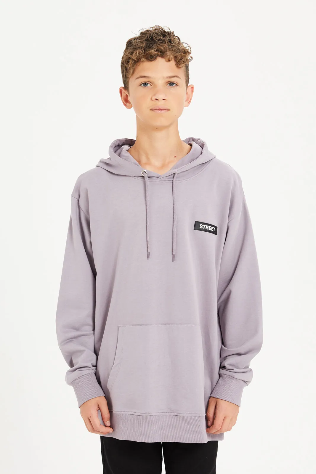 Senior Boys Lilac Oversize Hooded Sweatshirt