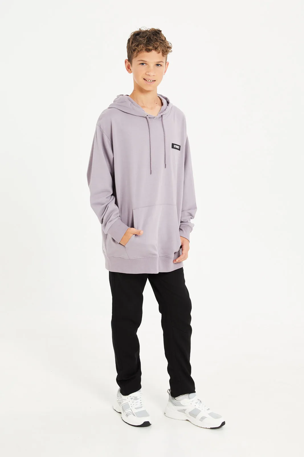 Senior Boys Lilac Oversize Hooded Sweatshirt