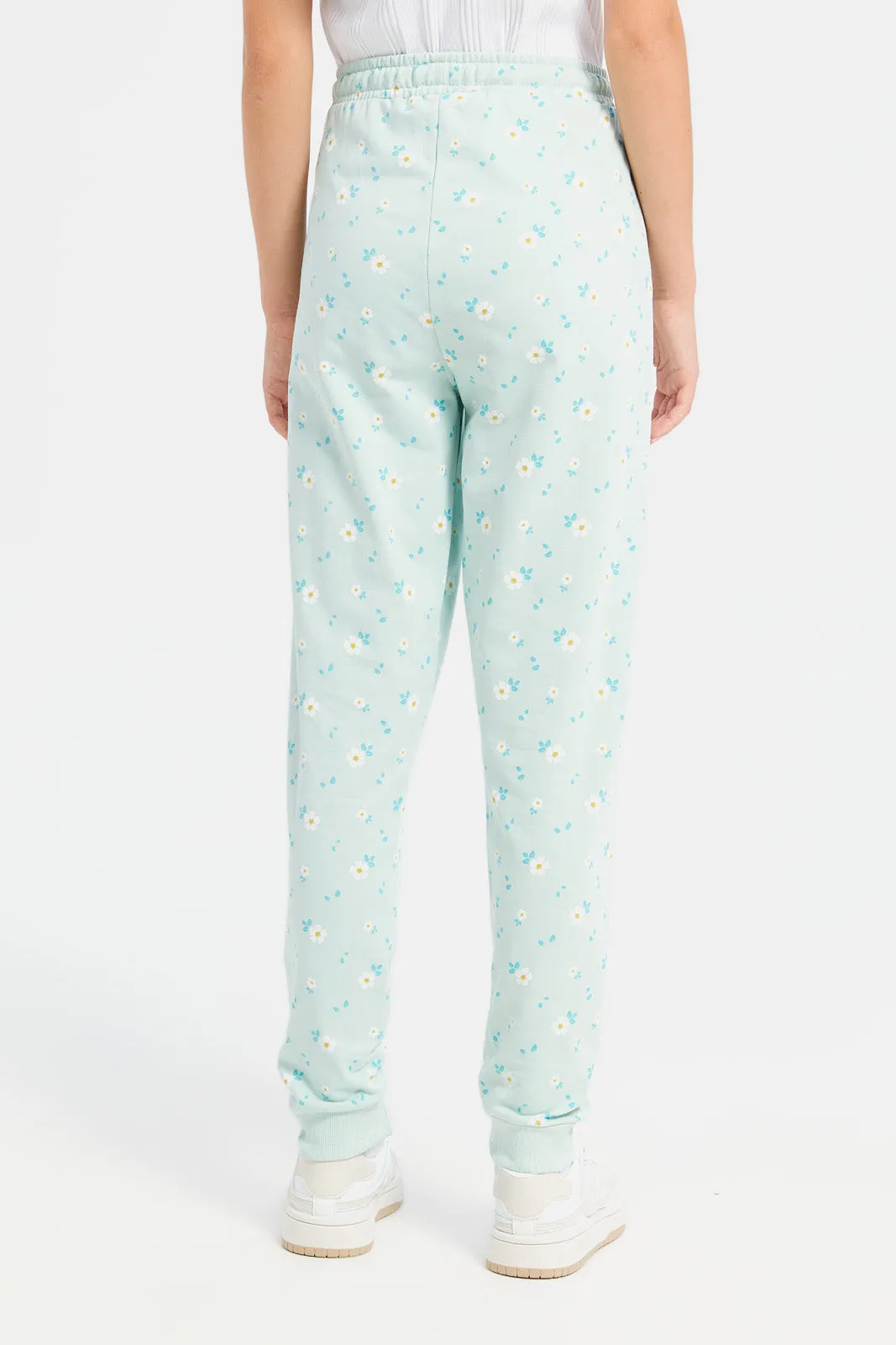Senior Girls Blue Printed Track Pants